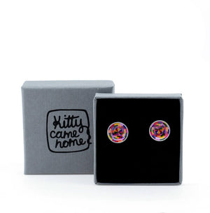 Rosey Posy - domed stud earrings