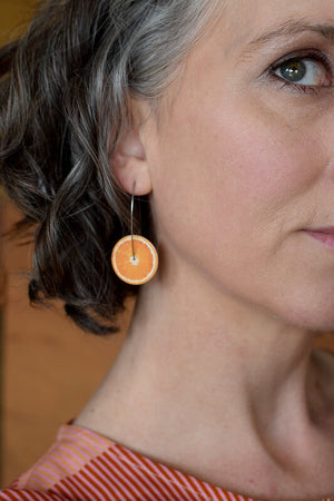 Cocktail Hour - Orange - medium circle drop hook earrings