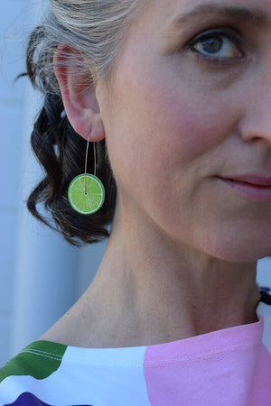 Cocktail Hour - Lime - medium circle drop hook earrings