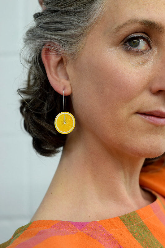 Cocktail Hour - Lemon - medium circle drop hook earrings