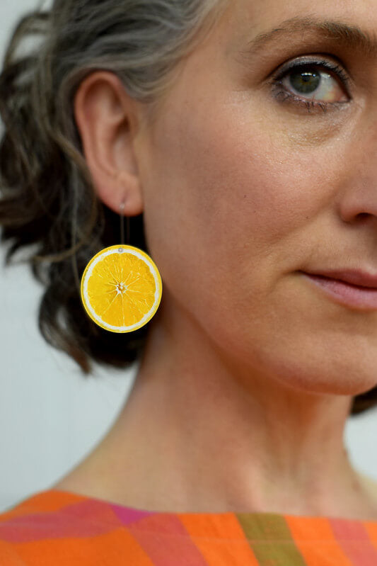 Cocktail Hour - Lemon - large circle shepherds hook earrings