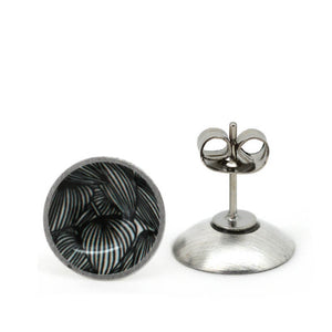 Luscious leafy lines - Birds Nests For Hair - Domed circle stud earrings